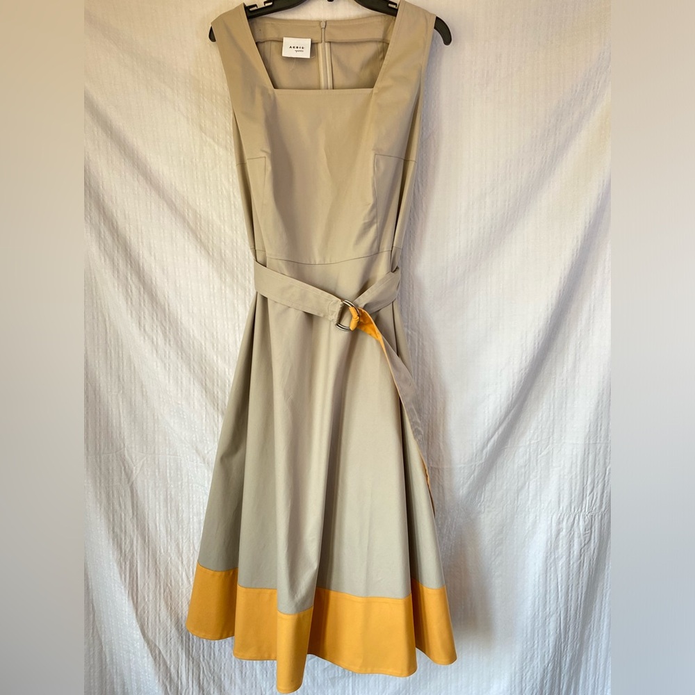 🆕 Akris Punto Beige/Orange Cotton Colorblock Midi Dress